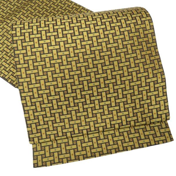 袋帯 未使用 正絹 カジュアル 仕立て上がり 全通 風通織 飴色 焦茶色  