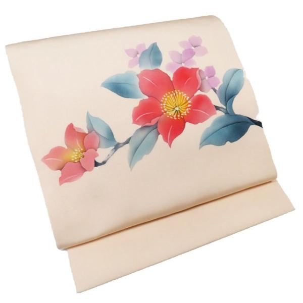 名古屋帯 なごや帯 中古 リサイクル 正絹 カジュアル 仕立て上がり 花  