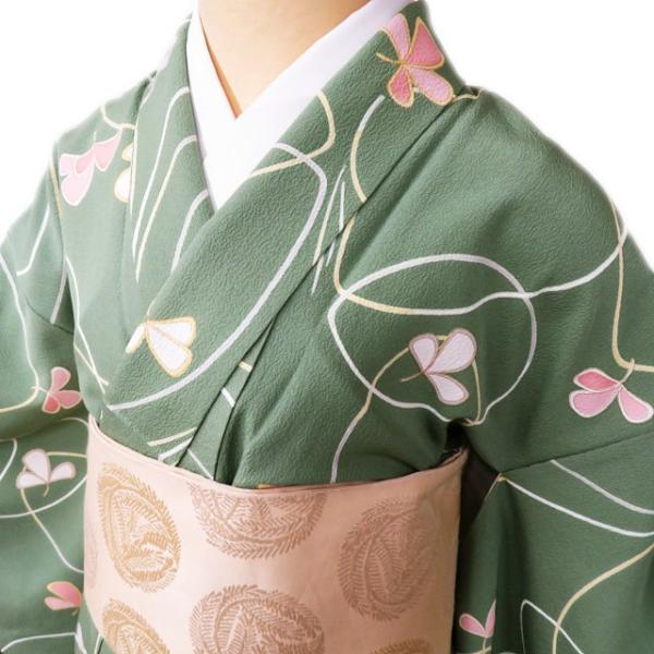 小紋 着物 中古 正絹 袷 カジュアル 花模様 若竹色 多色 身丈164.5cm 裄67cm L きもの北條 A958-3 FINAL PRICE ／ 小紋 着物 中古 正絹 袷 カジュアル 花模様 若竹色 多
