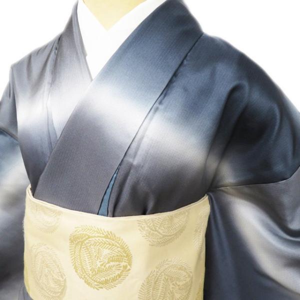紬 着物 中古 正絹 袷 カジュアル ぼかし染め 暈し 鼠色 錆鼠色 身丈159cm 裄63.5cm M きもの北條 A961-3 FINAL PRICE ／ 紬 着物 中古 正絹 袷 カジュアル ぼかし染め 暈し 鼠