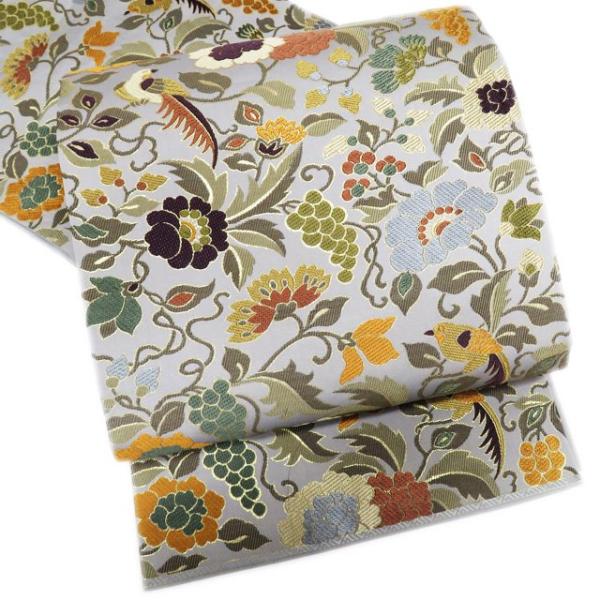 袋帯 中古 リサイクル 正絹 フォーマル 仕立て上がり 六通 花鳥文様  