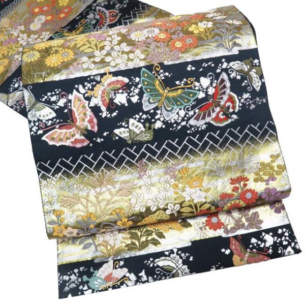 袋帯 中古 リサイクル 正絹 フォーマル 仕立て上がり 六通 胡蝶秋草段  