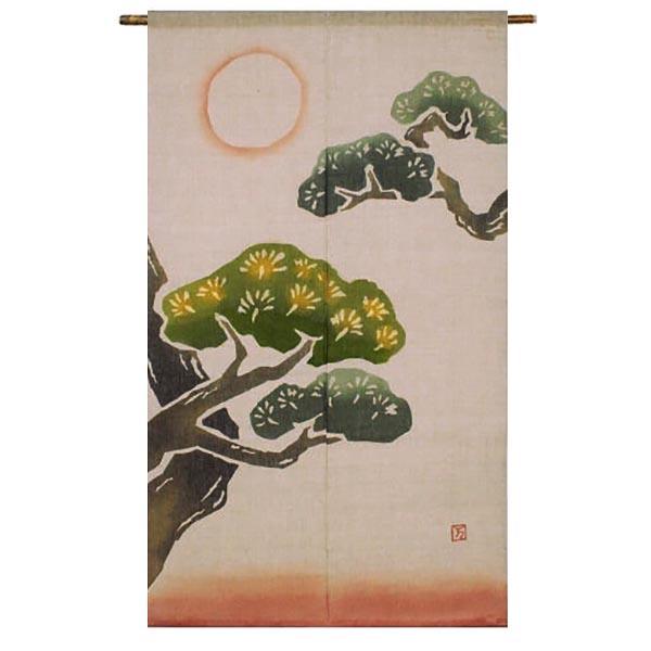 【送料無料】のれん 大正ロマン ろうけつ染め 松 麻100％ 88×150ｃｍ 本麻  暖簾 万葉舎