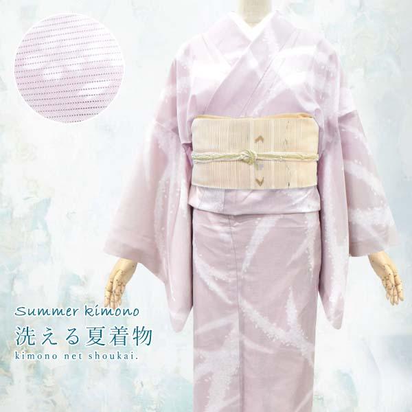 夏着物 絽 灰桜 スモ クピンク 桜吹雪 夏きもの 洗える ポリエステル 小紋 単品 レディース A Ro018 きものネット商会 通販 Yahoo ショッピング