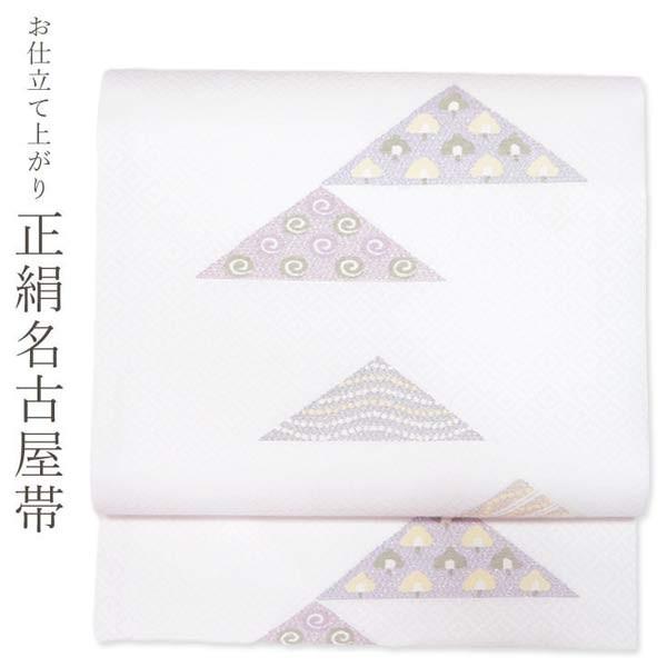 超美品 新品未仕立 西陣織 九寸 名古屋帯 オフホワイト 浮世絵柄 仕立 ...