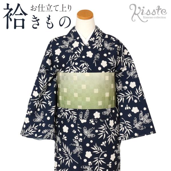 Kisste 着物 小紋 袷 紺 松竹梅 L はいばら レディース 女性