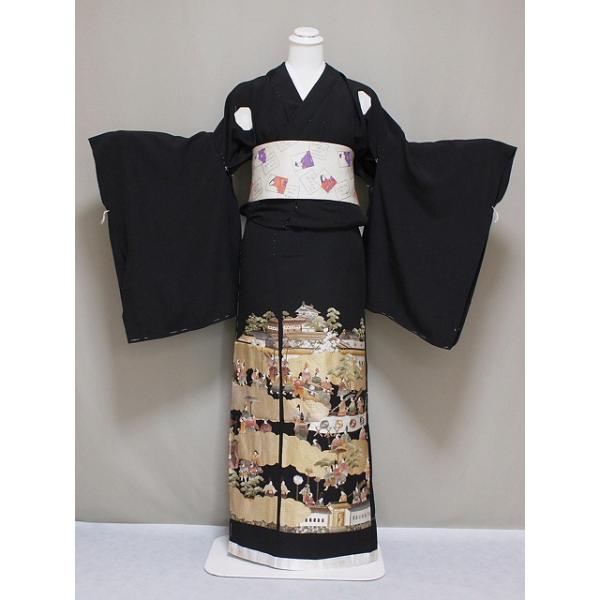 【ヴァンちゃん　】江戸妻　五つ紋　黒留め　昭和初期　手刺繍　紅絹 kimono-kurihara_j1200-06