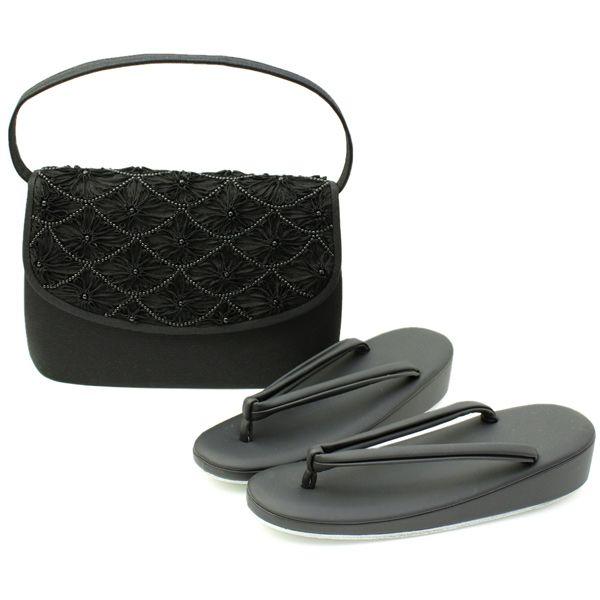 ブラックフォーマル バック 黒無地 喪服】2点セット コード刺繍 : 京都  