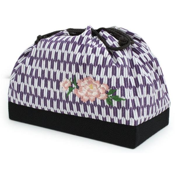 成人式 バッグ 着物 振袖 袴 卒業式 単品 かばん 巾着 紫 矢羽根 矢絣