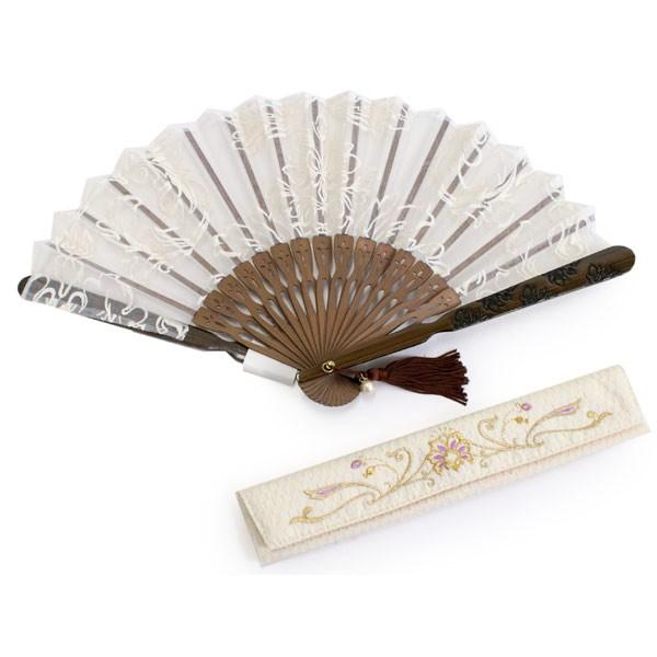 扇子 レディース おしゃれ 女性 扇子袋セット シルク グレース 生成 桐箱入り 京都 京都 きもの京小町 通販 Yahoo ショッピング