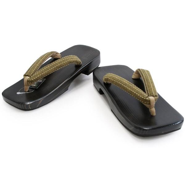 下駄 メンズ 浴衣 L サイズ 右近 茶 日田杉 土台 カーキ モスグリーン