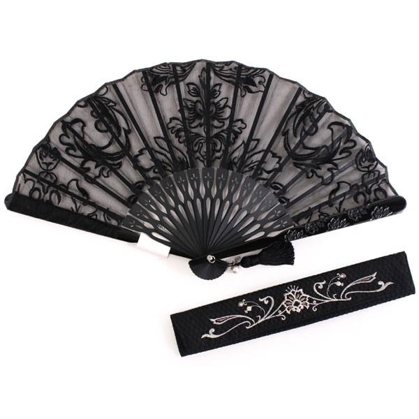 扇子 扇子袋 2点セット レディース 黒 ダマスク 箱入り エコ ギフト プレゼント 春 夏 母の日 婦人 女性 女 京扇子 せんす 送料無料 0351 京都 きもの京小町 通販 Yahoo ショッピング