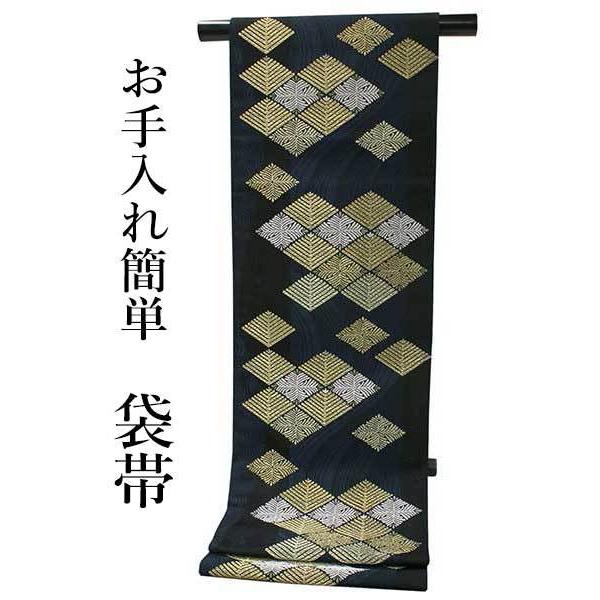 袋帯 礼装 六通 黒 紺 流水 若松菱 菱 単品 新品 訪問着 フォーマル