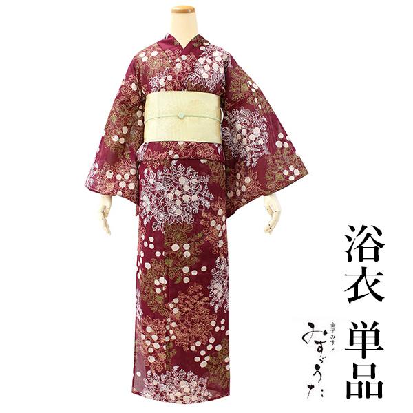浴衣 綿絽 レディース 仕立て上がり フリーサイズ みすゞうた 赤