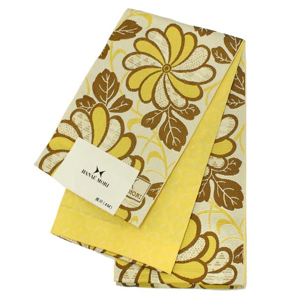 半幅帯 長尺 ハナエモリ 黄色 ねじ菊 浴衣帯 レディース 女性用 仕立