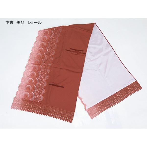 【中古】　美品　ショール　くすんだ赤系　裏アクあり　メール便可能（補償なし）（1276rymf）