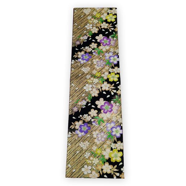 中古美品 振袖用 六通柄 袋帯 笠松桜花文様／金地 （b3230270-1732trymj）