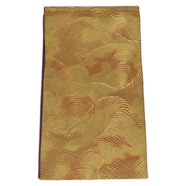 【中古】美品　西陣　川島織物　六通柄　袋帯　波文様　黄金色（b3601339-3302rym）