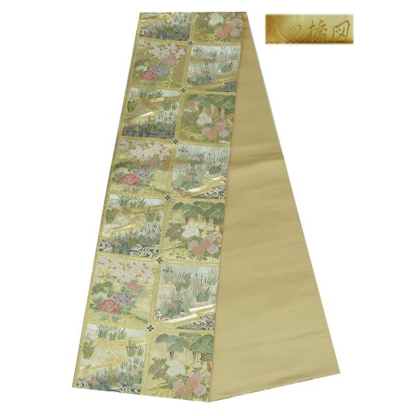 袋帯　六通柄　八ツ橋図　正絹　427cm　西陣織　【中古】美品　b3665tmll