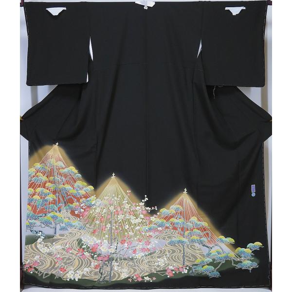中古】美品 本場加賀友禅 百貫華峰 作 黒留袖 片喰 ハギレなし 中古】美品 本場加賀友禅 百貫華峰 作 黒留袖 片喰 ハギレなし