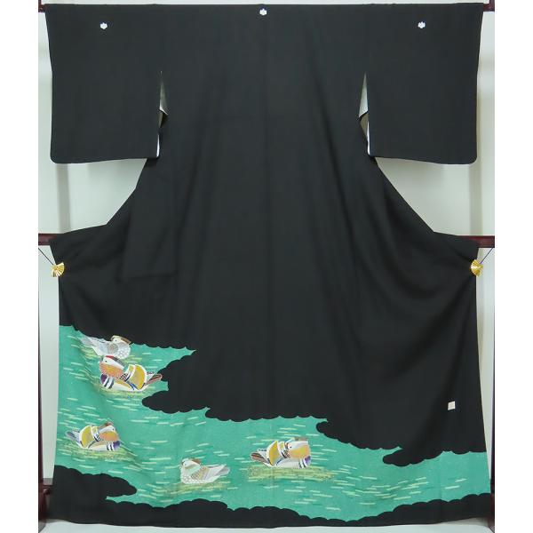 留袖 人間国宝 故：羽田登喜男 手描き京友禅 黒留袖 五三の桐 【中古