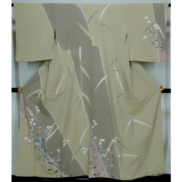 訪問着　京友禅　正絹　作家物　小さめ パールトン加工　身丈151cm　裄63cm　【中古】美品　k3542tll