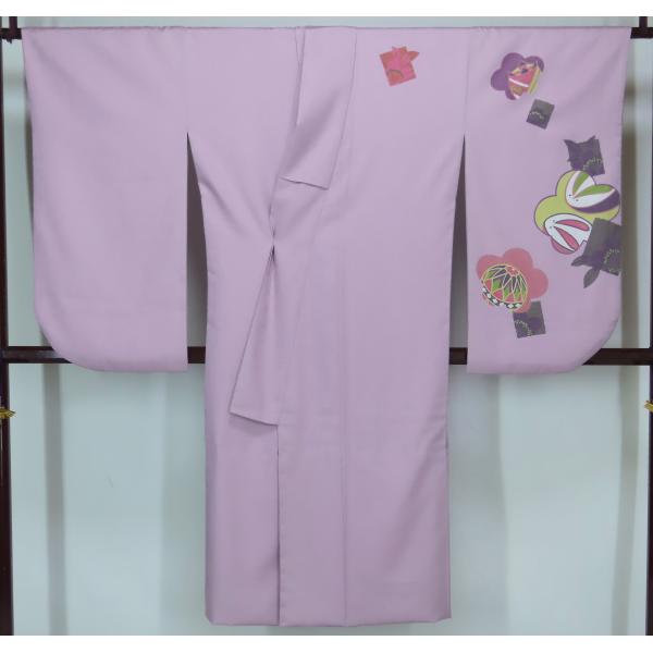 二尺袖　小振袖　ショート丈　ポリエステル　袴用　裄67.5cm　卒業式　大人用【中古】美品　pk3805898-1758rym