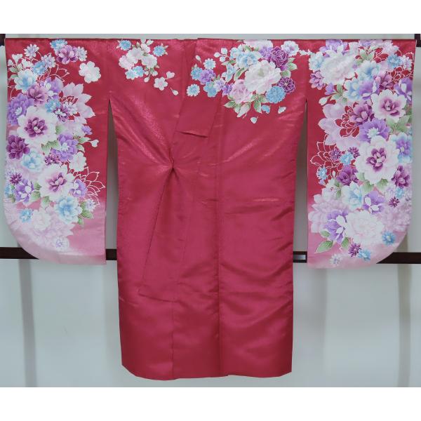 二尺袖　裄68.5cm　ショート丈　小振袖　ポリエステル　袴用　卒業式　【中古】美品　pk3983275-1783rym