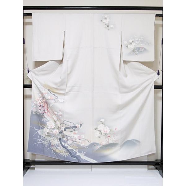 附下げ 袷 刺繍 御所車 梅の木に牡丹 菊 156cm前後ベスト【美品】タグ 