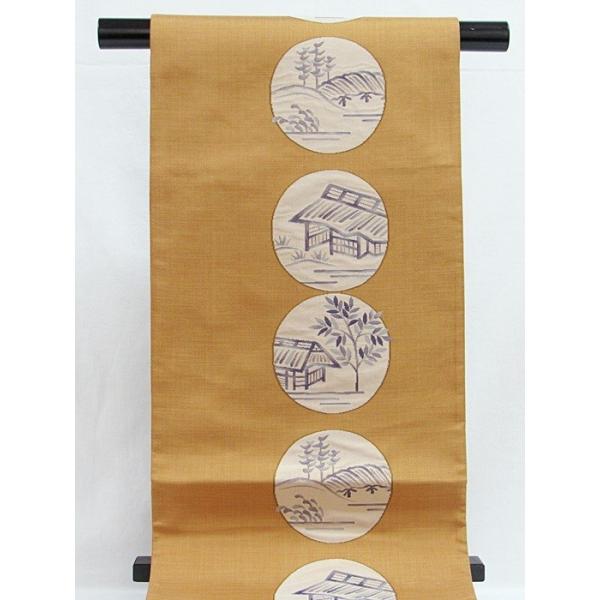 未使用】織袋帯 円窓からの風景／ライトブラウン【超美品】お薦めです 
