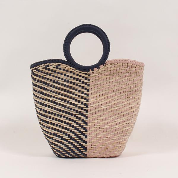 籠バッグ　和装工房かごや　　新品未使用品　　和装、洋装 きもの 和 かごバッグ 編み込み バイカラー ネイビー×ピンク