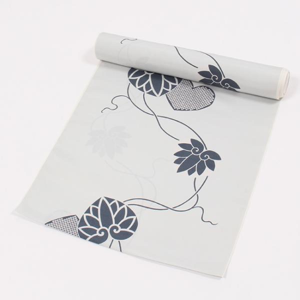 きもの 和 肩裏 正絹 羽二重 友禅柄 葵 灰青 羽裏 裏地 国産羽二重生地