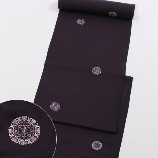 きもの 和 小紋 着物 反物 単衣 袷 正絹 飛び柄 刺繍 洋華紋 深紫 丹後