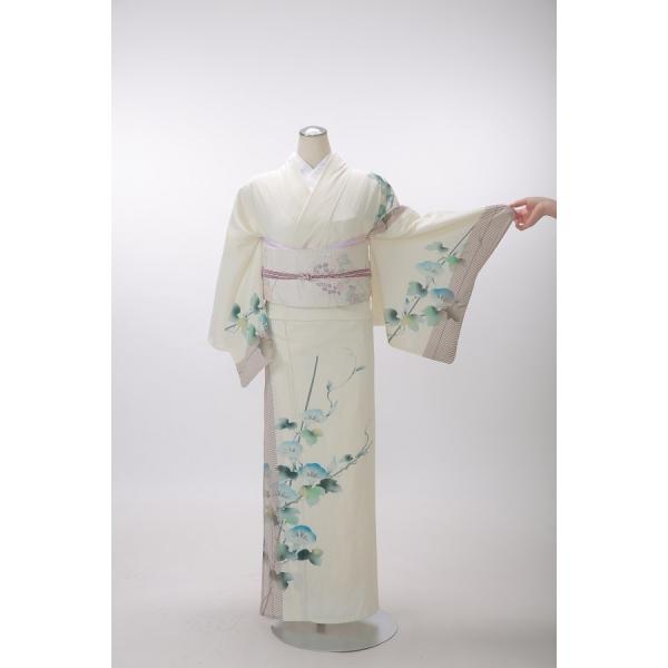 【夏物】訪問着レンタル17点フルセット【絽/クリーム色　朝顔】足袋プレゼント 夏用訪問着  7月 8月 夏着物 お宮参り 七五三 753 母親 結婚式