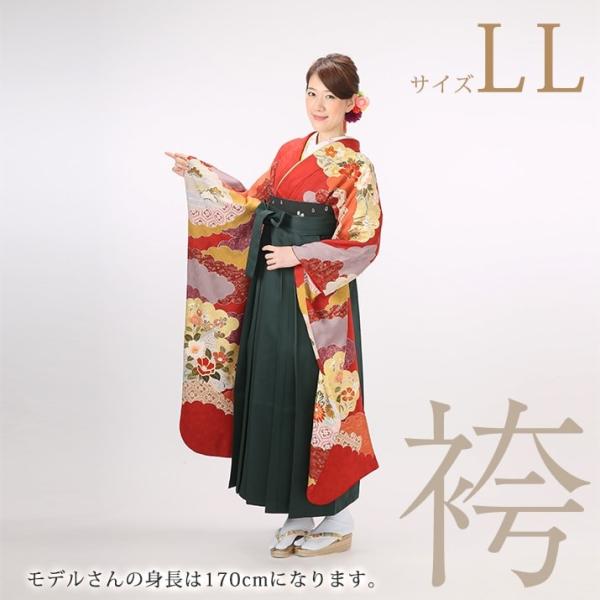 袴レンタル15点フルセット【LLサイズ/朱赤/雲取り文様　吉祥古典】 足袋プレゼント 卒業式 袴 はかま 大学 短大 専門学校 先生 女