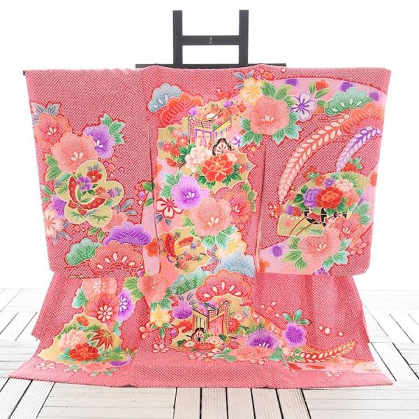 女児産着レンタル【赤/染絞り御所車】お宮参り 初着 祝着 フルセット 着物 赤ちゃん 女の子 ベビー 記念撮影【ご確認】※原則ご希望利用日から10日以上前の予約でご用意しております。ご利用日が直近の場合、お届けが難しい可能性がございます。※...