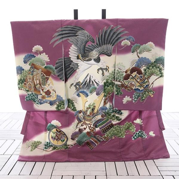 男児産着レンタル【紫/鷹に兜】お宮参り 初着 祝着 フルセット 着物 赤ちゃん 男の子 ベビー 記念撮影【ご確認】※原則ご希望利用日から10日以上前の予約でご用意しております。ご利用日が直近の場合、お届けが難しい可能性がございます。※「予約...