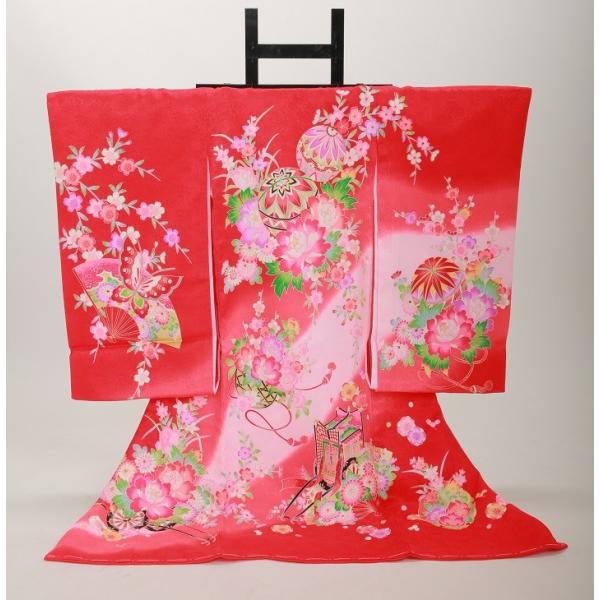 女児産着レンタル【赤/花鞠に蝶】お宮参り 初着 祝着 フルセット 着物 赤ちゃん 女の子 ベビー 記念撮影【ご確認】※原則ご希望利用日から10日以上前の予約でご用意しております。ご利用日が直近の場合、お届けが難しい可能性がございます。※「予...