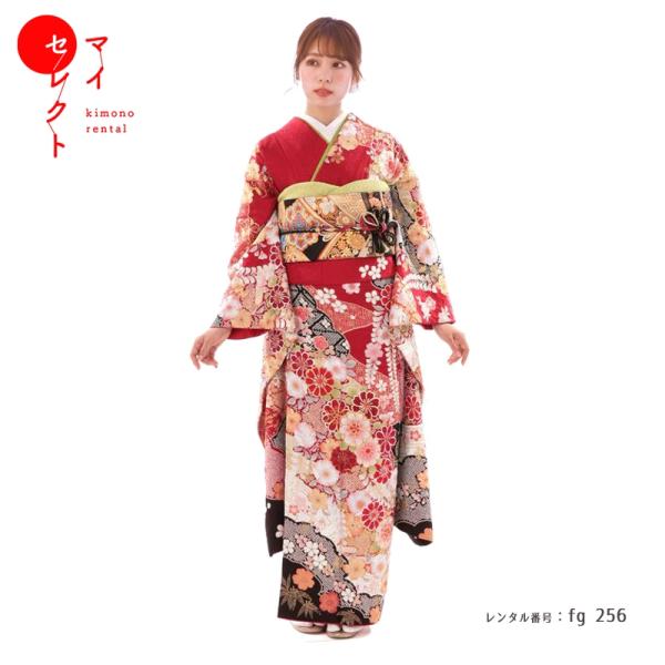 レディース正絹振袖　在庫処分お得な3枚まとめ売り 振袖レンタル 正絹 総絞り fg-256b フルセット一式 着物 人気 ネット