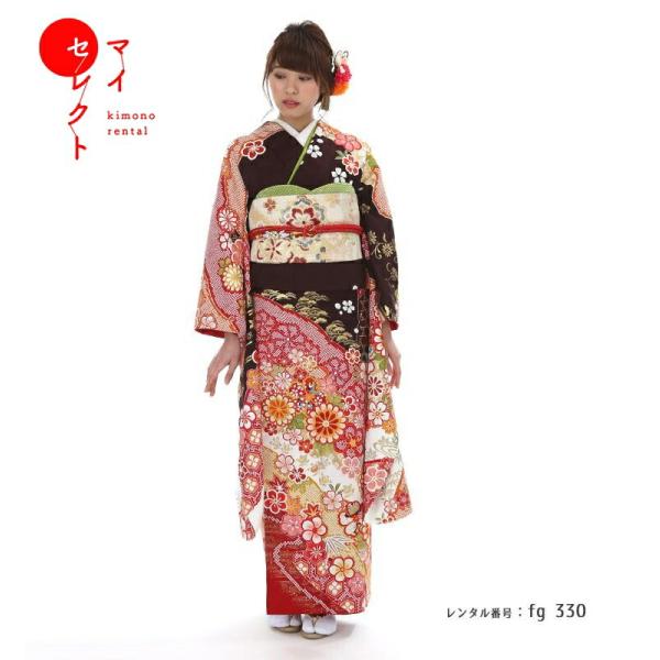 振袖レンタル 小さいサイズ 小柄 正絹 総絞り fg-330b フルセット一式