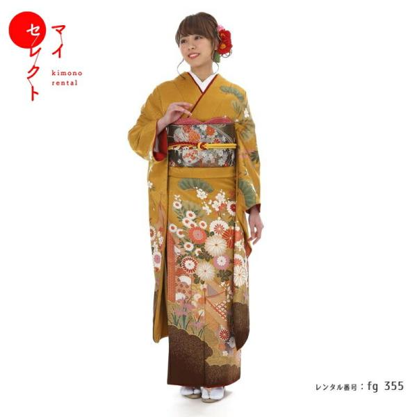 振袖　フルセット　正絹　古典柄　華やか　成人式　２０歳　ふりそで　m5 振袖レンタル 正絹 シンプル fg-355b フルセット一式 着物 人気 ネット