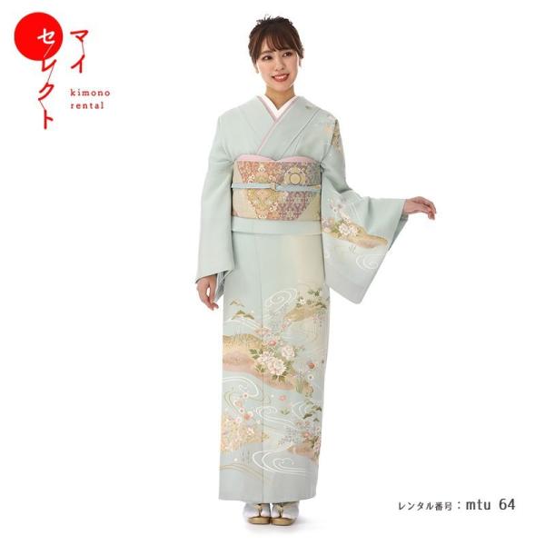 訪問着レンタル 正絹 mtu-64 着物フルセット 結婚式 披露宴 入学式 入園式 七五三 お宮参り 記念日 家族写真 母親 ママ 母 保護者 衣裳 衣装