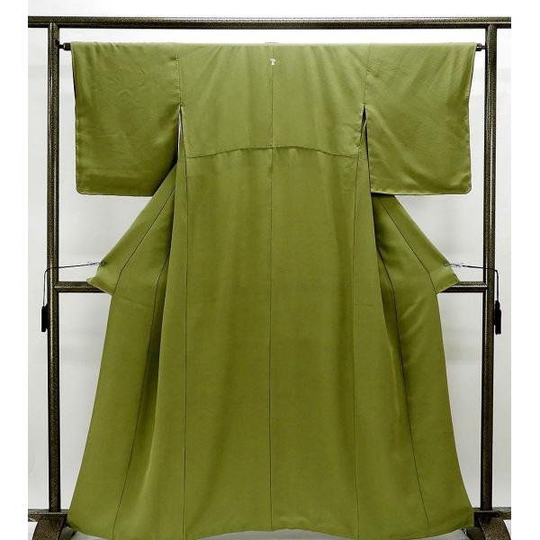 色無地 未着用美品 正絹 渋め草色 身丈160.5cm 裄丈64.5cm 色無地 未使用 新古品 着物 a0531