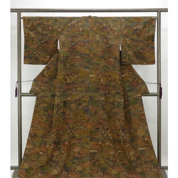 美品 縮緬 単衣 京友禅吊り染ボカシ 丈164 裄68 美品 縮緬 単衣 京友禅吊り染ボカシ 丈164 裄68 美品