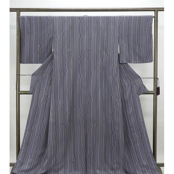 半額 50％OFF SALE 小紋 未着用美品 正絹 縦縞幾何模様 身丈165.5cm 裄丈67.5cm 小紋 未使用 新古品 着物 カジュアル c0288