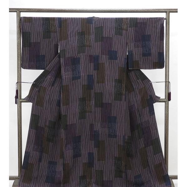 半額 50％OFF SALE 小紋 未着用美品 正絹 よろけ格子模様 身丈168.5cm 裄丈68.5cm 小紋 泥染友禅纐纈 未使用 新古品 着物 c4030