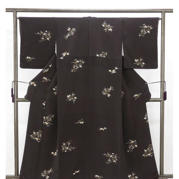 小紋 未着用 正絹 四季花模様 身丈162cm 裄丈66cm リサイクル 着物