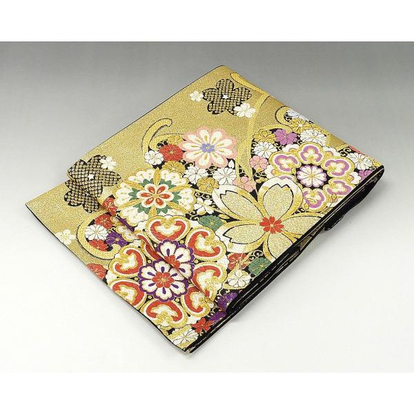 半額 50％OFF SALE 袋帯 交織 鏡裏四季花模様 袋帯 振袖 リサイクル g0665
