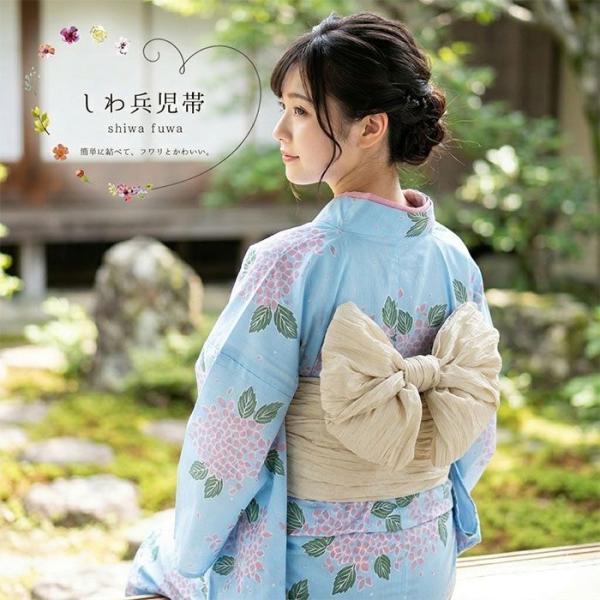 兵児帯 しわ兵児帯 ゆかた帯 シワ 簡単 ふわり かわいい レディース 女性 大人 へこおび フリーサイズ 浴衣 p7001