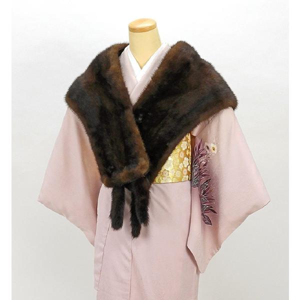 ショール ミンク 毛皮 ストール リアルファー ショール  しっぽ付き ブラウン 着物にも洋服にも  リサイクル u0063